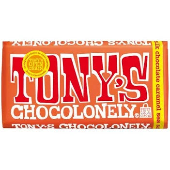 Tony's Chocolonely Bar LG: Milk Choc Caramel Sea Salt